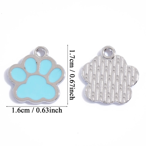 Cute Animal Paw Print Enamel Glitter Alloy Pendants For Jewelry Making DIY Necklace Bracelet Cat Dog Claw Charms