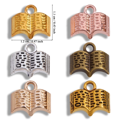 Vintage Zinc Alloy Book Charm Pendant For DIY Jewelry Making Necklace Bracelet Accessory Multi Color Retro Stationery Style Charm