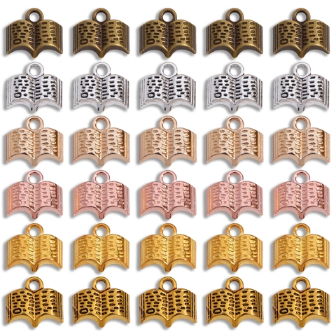 Vintage Zinc Alloy Book Charm Pendant For DIY Jewelry Making Necklace Bracelet Accessory Multi Color Retro Stationery Style Charm