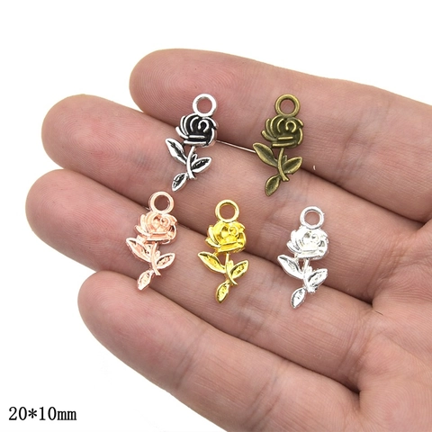 Vintage Zinklegierung Rose Blume Anhänger Für DIY Schmuck Herstellung Antik Silber Gold Bronze Anhänger Halskette Zubehör