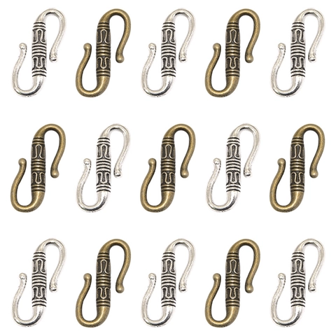 Vintage S-Shape Zinc Alloy Connectors S-Hook Clasps With Carved Texture For DIY Jewelry Necklace Bracelet Making Antique Silver Bronze Findings