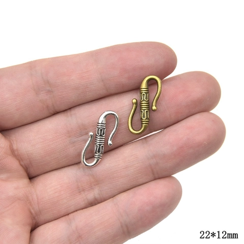 Vintage S-Shape Zinc Alloy Connectors S-Hook Clasps With Carved Texture For DIY Jewelry Necklace Bracelet Making Antique Silver Bronze Findings
