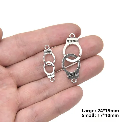 Retro Zinc Alloy Freedom Handcuff Pendants Connector For DIY Jewelry Making Necklace Bracelet Antique Silver Metal Accessories
