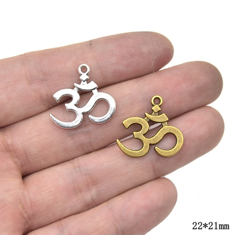 Retro Legierung Yoga Om Zeichen Anhänger Für DIY Halskette Armband Herstellung Antik Silber Bronze Metall Anhänger Schmuckzubehör