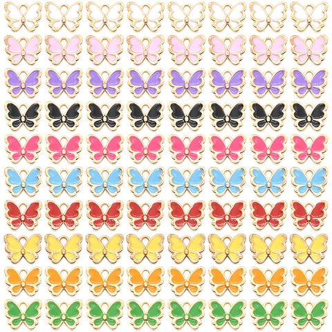 Bunte Schmetterling Emaille Charms Legierung Schmetterling Anhänger Für DIY Schmuckherstellung Halskette Armband Ohrringe Handgefertigtes Zubehör