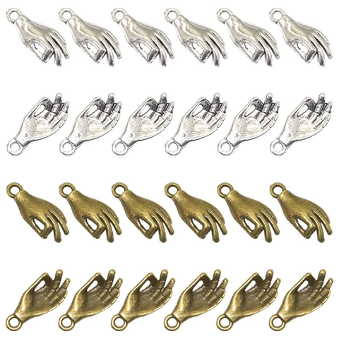 Vintage Zinc Alloy OK Gesture Hand Pendant Charms For Necklace Bracelet Earring Jewelry Making Antique Silver Bronze Crafts