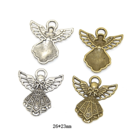Vintage Alloy Hollow Angel Pendants For DIY Jewelry Making Antique Silver Bronze Metal Winged Angel Charms Jewelry Findings