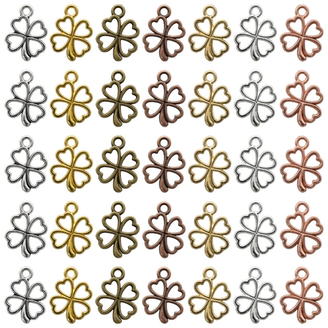 Vintage Alloy Hollow Heart Four Leaf Clover Charms Lucky Pendant For DIY Necklace Bracelet Earrings DIY Accessories