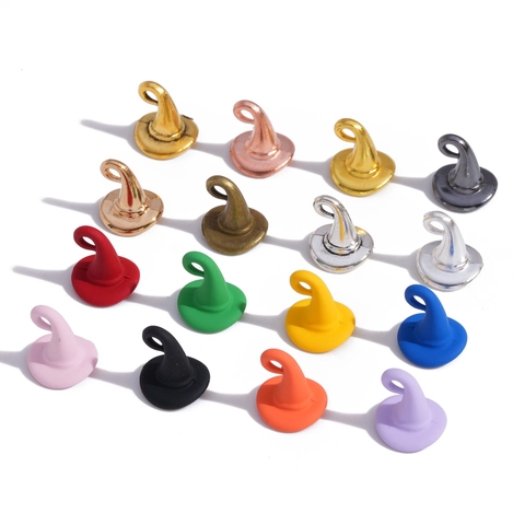 Vintage Alloy Wizard Hat Pendants Halloween Witch Hat Charms Multicolor DIY Jewelry Accessories For Necklace Bracelet Pendant Decor