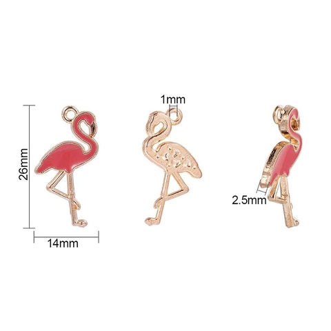 Pendentif Flamant Rose en Alliage Émaillé pour Fabrication de Colliers Bracelets Accessoires de Bijoux DIY Rose Rouge