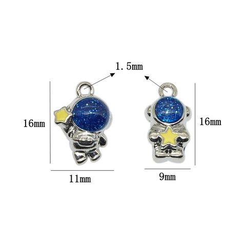 Colgante de Aleación de Esmalte Astronauta 3D en 3D para Fabricación de Joyas DIY Accesorio de Astronauta para Collar Pulsera