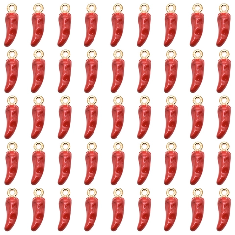 Red Chili Pepper Enamel Pendant Alloy DIY Jewelry Making Accessory For Necklace Bracelet Keychain Fun Vegetable Charm