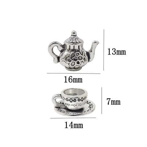 Vintage Alloy Miniature Teapot Coffee Cup Charms For DIY Jewelry Making Dollhouse Decoration Craft Pendants Findings