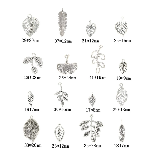 Vintage Zinc Alloy Leaf Feather Charms For DIY Jewelry Making Antique Silver Bronze Botanical Pendants For Necklace Bracelet