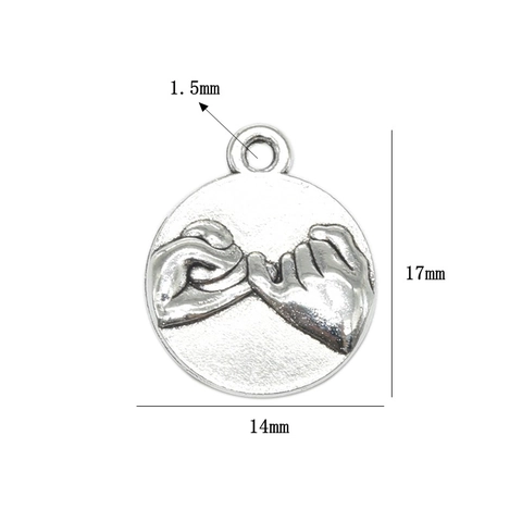 Ciondolo Vintage in Lega di Zinco Promessa del Mignolo Argento Antico Gesto della Mano Fai da Te Accessori per Collana