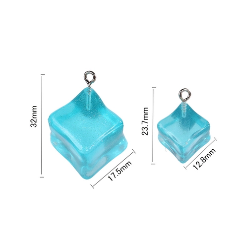 Luminous Simulation Resin Ice Cube Pendants Colorful Transparent Glow In The Dark Cube Charms For DIY Jewelry Making Necklace Decor