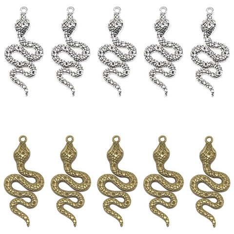 Vintage Legering Slang Hanger DIY Sieraden Accessoire 3D Slang Bedeltje Voor Ketting Sleutelhanger Vrouwen Mannen