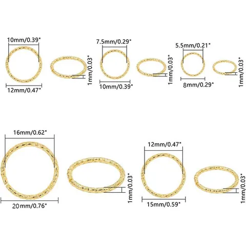 Retro Metal Embossed Jump Rings Closed Circle Connecting Links For DIY Jewelry Making Crafts Necklace Bracelet Material