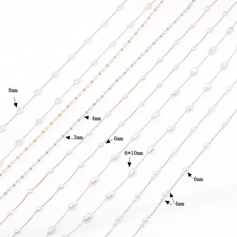 Artificial Pearl Beaded Copper Chain For DIY Jewelry Making Irregular Baroque Pearl Necklace Bracelet Accessories Handmade Decoration