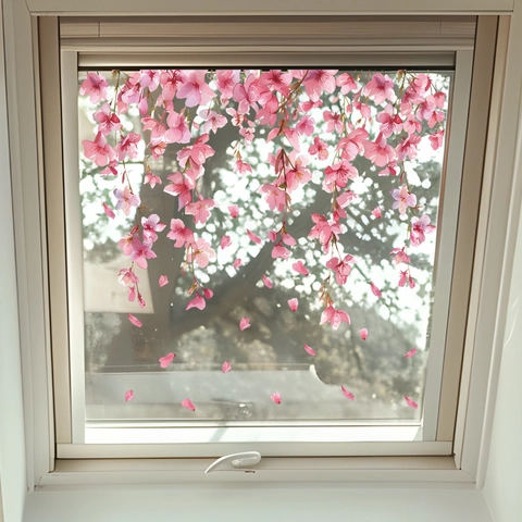 Aquarell Rosa Sakura Statische Fensteraufkleber Kirschblüten Fallende Blumen Glasaufkleber Für Haus Wohnzimmer Dekoration