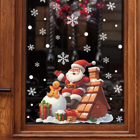 Kerst Kerstman Peperkoekmannetje Vensterstickers Statische PVC Stickers Voor Glasraam Huis Vakantie Kerst Decoratie