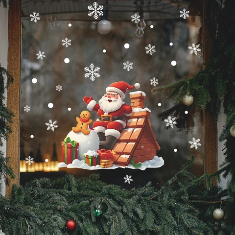 Kerst Kerstman Peperkoekmannetje Vensterstickers Statische PVC Stickers Voor Glasraam Huis Vakantie Kerst Decoratie