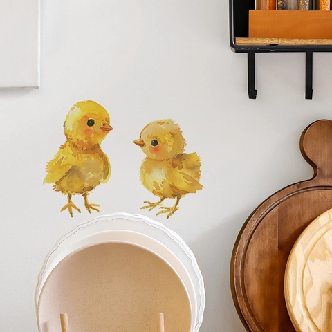 Watercolor Little Yellow Duck Window Sticker Removable PVC Decorative Wall Decal For Glass Door Balcony Home Decor