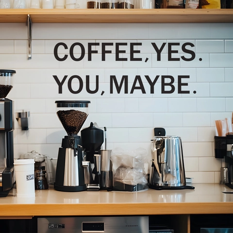 Pegatina de Pared de PVC con Eslogan en Inglés Coffee Yes You Maybe Moderno Minimalista Cita Humorística Calcomanía para Café Cocina