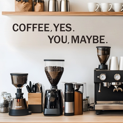 Pegatina de Pared de PVC con Eslogan en Inglés Coffee Yes You Maybe Moderno Minimalista Cita Humorística Calcomanía para Café Cocina