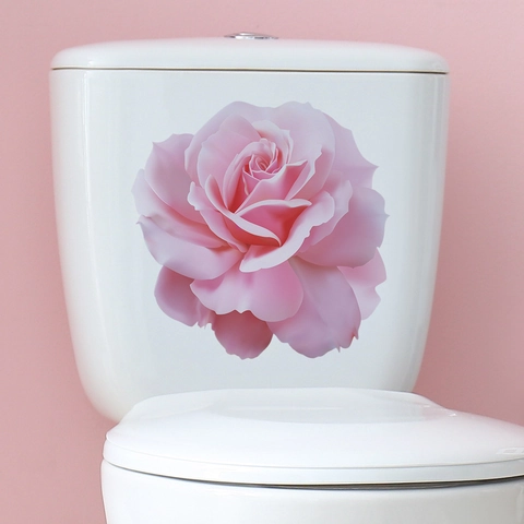 Adesivo per Coperchio del Gabinetto a Forma di Rosa Rosa Impermeabile PVC Autoadesivo Murale per Bagno Decorazione Casa