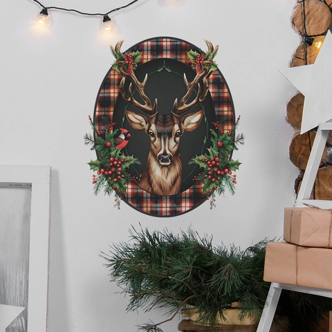 Natale Alce Cervo Adesivo Murale PVC Quadri Uccello Cardinale Decorazione Rimovibile Inverno Casa Soggiorno Vetrofania Regalo