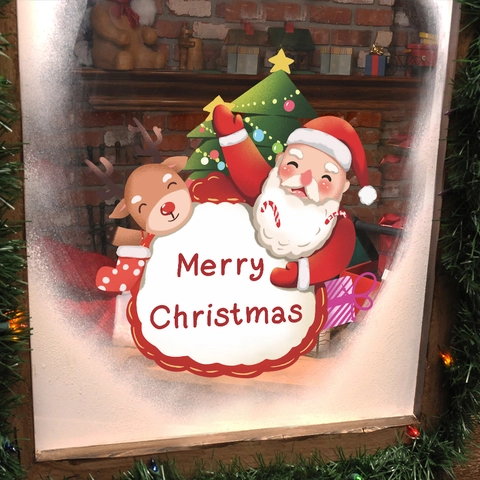 Pegatinas de Ventana de Navidad Dibujos Animados Papá Noel Reno Merry Christmas PVC Adhesivos Estáticos Puerta de Vidrio Decoración Navideña Hogar