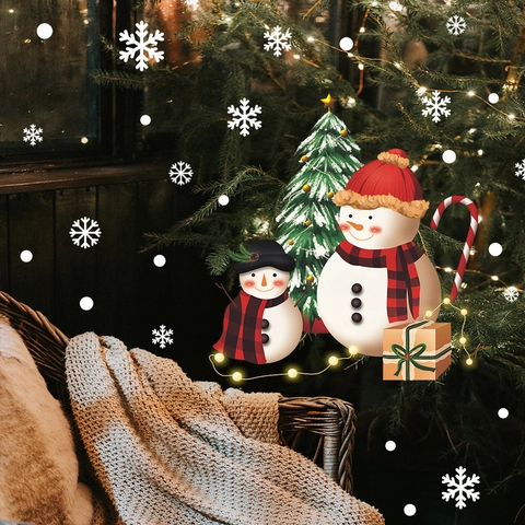 Weihnachten Fensteraufkleber Weihnachtsmann Weihnachtsbaum Schneeflocken Statisch Haftend PVC Glastür Aufkleber Festliche Haus Party Deko