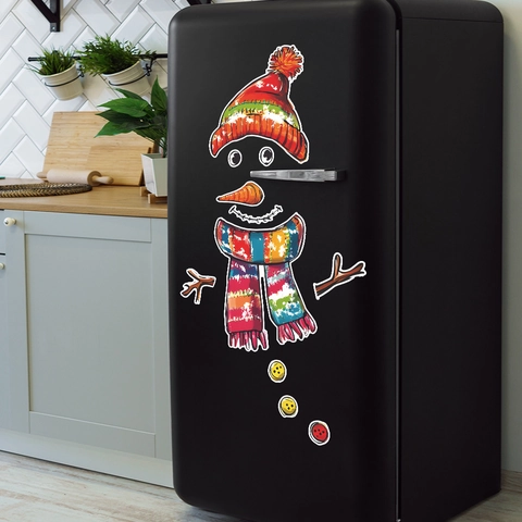 DIY Weihnachten Schneemann Kühlschrankmagnete Aufkleber Cartoon PVC Wandtattoo Für Kühlschrank Küche Party Deko