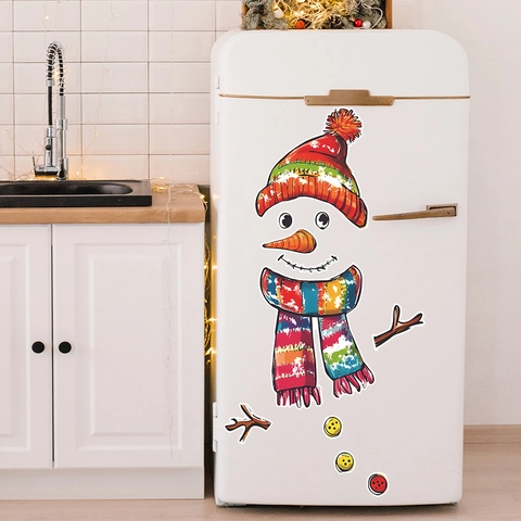 DIY Weihnachten Schneemann Kühlschrankmagnete Aufkleber Cartoon PVC Wandtattoo Für Kühlschrank Küche Party Deko