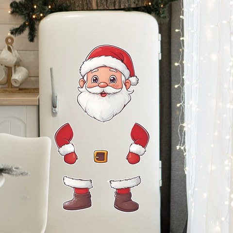 Adesivi per Frigorifero Babbo Natale di Natale PVC DIY Cartoni Animati Decalcomanie da Parete per Cucina Casa Decorazione Natalizia