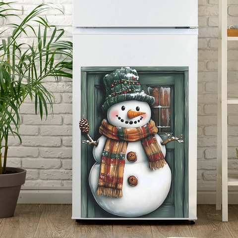 Pegatina de Refrigerador de Muñeco de Nieve de Navidad Calcomanía de PVC Decoración de Hogar de Vacaciones de Invierno