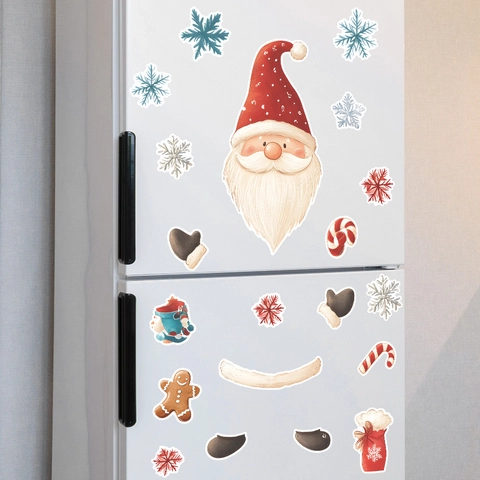 Navidad Papá Noel Copos de Nieve Hombre de Jengibre Pegatinas de Pared PVC Removible Refrigerador Decoración Fiesta Hogar
