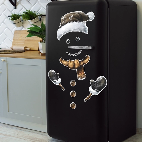 Kerst Sneeuwpop Koelkast Stickers Set Cartoon DIY PVC Muurstickers Voor Keuken Koelkast Decoratie Feestelijke Kunst