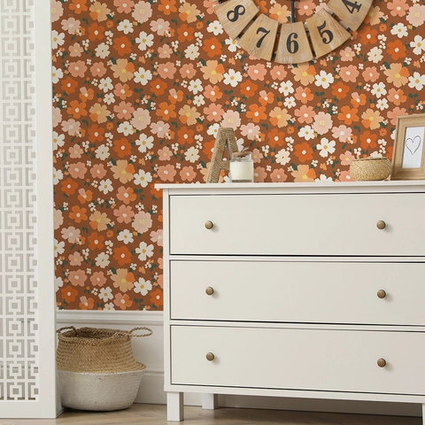 Vintage Bunte Blume DIY Wandaufkleber Wasserdicht Selbstklebend PVC Tapete Für Schlafzimmer Wohnzimmer Haus Dekoration
