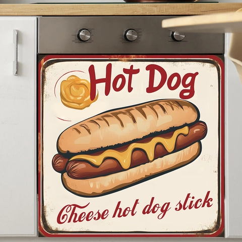 Vintage American Hot Dog Cheese Hot Dog Stick PVC Wall Sticker Waterproof Kitchen Cabinet Fridge Decorative Decal