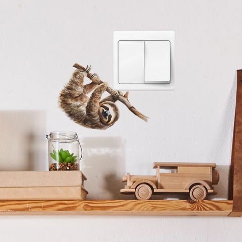 Adesivo da Parete Bradipo in PVC Realistico Decorazione per Interruttore Luce Presa Decalcomania Rimovibile per Soggiorno Camera da Letto