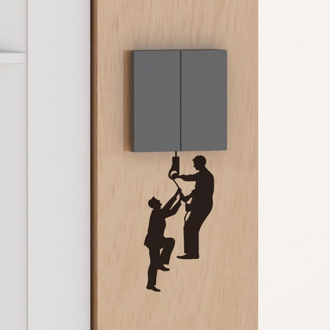 Sticker Interrupteur Silhouette Travailleurs Créatifs PVC Noir Sticker Mural Interactif Pour Salon Chambre Décoration Maison
