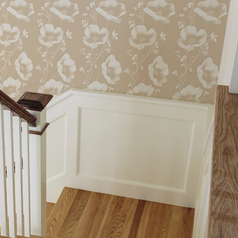 Große Weiße Blumen Tapete Beige Dekorative Wandtattoo für Schlafzimmer Wohnzimmer Hintergrund Wanddeko