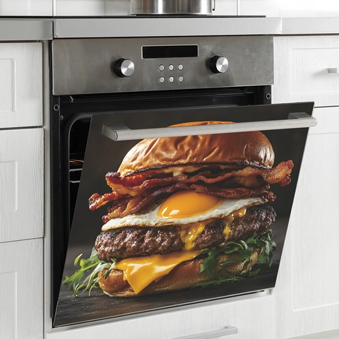 American Beef Burger Kitchen Wall Sticker PVC Self Adhesive Bacon Egg Decoration For Restaurant Home Dining Room Decor
