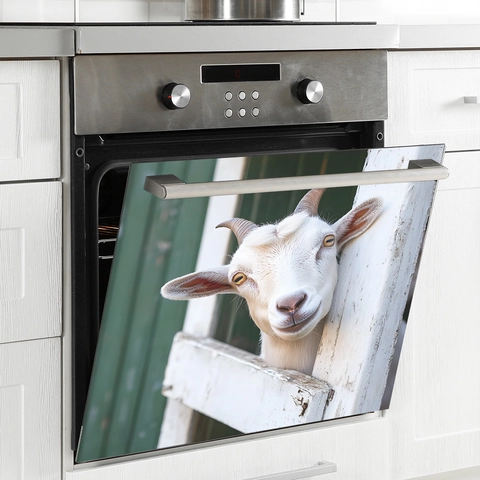 Cute Goat Peeking Over Fence Dishwasher Magnet Cover PVC Oven Sticker Decorative Kitchen Appliance Decal Home Decor