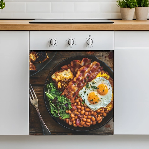 Adesivi Decorativi in PVC per la Colazione Inglese Impermeabili per Lavastoviglie e Frigorifero per Mobili e Cucina