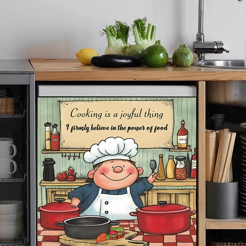 Cartoon Chef Cooking Wall Sticker For Kitchen PVC Self-Adhesive Wall Decal With Quotes Decorative Art Poster For Dining Room