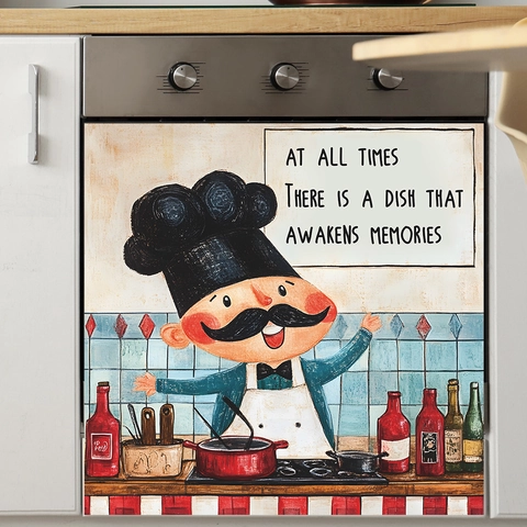 Cartoon Chef Kitchen Wall Sticker PVC Self-Adhesive Waterproof Slogan Wall Decal For Restaurant Dining Room Home Decor