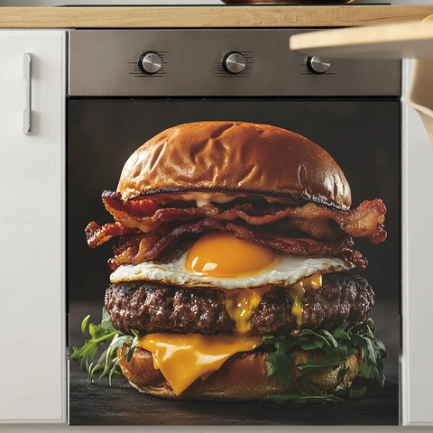 American Beef Burger Kitchen Wall Sticker PVC Self Adhesive Bacon Egg Decoration For Restaurant Home Dining Room Decor